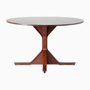 Round Wooden Model 522 Dining Table by Gianfranco Frattini for Bernini, 1960s