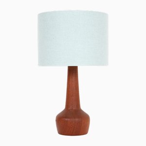 Mid-Century Danish Teak Table Lamp with Fabric Lampshade, 1960s