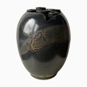 Vaso in ceramica da studio brutalista tedesco