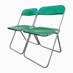 Mid-Century Modern Plia Klappstühle von Giancarlo Piretti für Anonima Castelli, Italien, 1970er, 2er Set