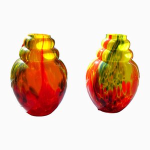 Glass Vases from Scailmont, 1930s, Set of 2