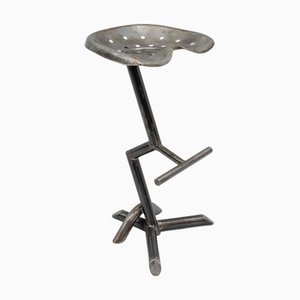Handcrafted Industrial Metal Bar Stool with a Tractor Seat