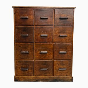 Antiker Werkstattschrank mit 12 Schubladen, 1900er