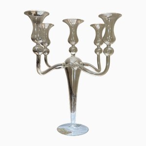 Large Glass Fine Blown Glass Candelabra, 1980s