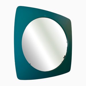 Vintage Wooden Wall Mirror in Dark Green, 1970s