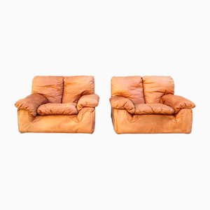 Bonheur Leather Lounge Chairs by Titina Ammannati and Giampiero Vitelli for Brunati, 1970s, Set of 2