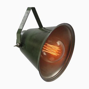 Lampada a sospensione vintage industriale in metallo verde, Germania, anni '50