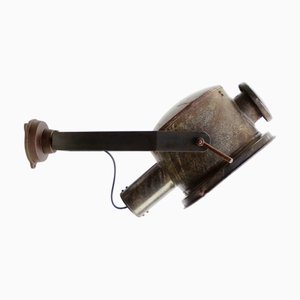 Applique Murale Industrielle Vintage en Fonte et Émail Gris Marron