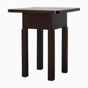 Mesa auxiliar Art Déco cuadrada de roble, Francia, años 20