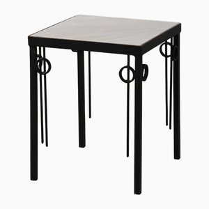 Quadratischer Beistelltisch aus Gusseisen & Marmor von Pia Manu, Belgien, 1960er