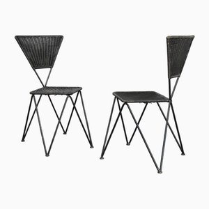 Sonett Stühle aus Metall & Korbgeflecht von Karl Fostel Seniors Erben, Österreich, 1950er, 2er Set
