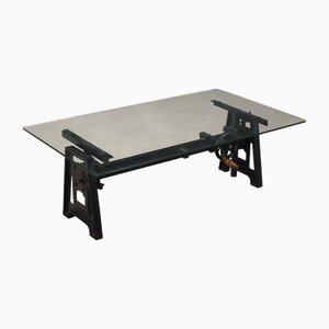 Coffee Table in Glass with Iron Base