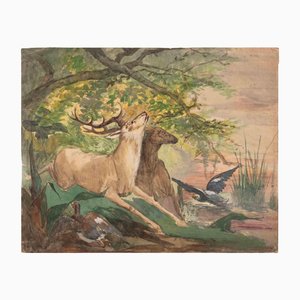 Charlotte Gardelle, In the Wood, Mixed Media on Paper, Early 20th Century