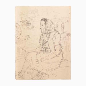 Pierre Olivier Dubaut, Porträt, Bleistift auf Papier, Mitte des 20. Jahrhunderts