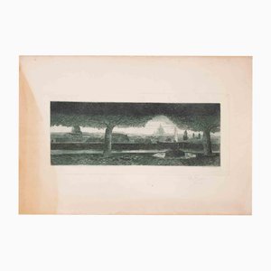 Arturo Montrone, Villa Medici, Rome, Etching, Early 20th Century