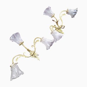 Appliques Murales en Bronze Doré, Set de 2