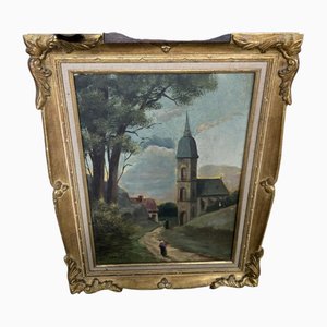 Leriche, paisaje, pintura al óleo sobre lienzo, década de 1910, enmarcado