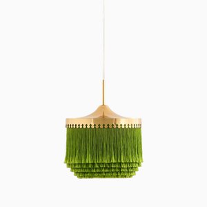 Model T-601/M Ceiling Lamp in Silk and Brass attributed to Hans-Agne Jakobsson, 1965