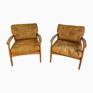 Vintage Ledersessel, 1960er, 2er Set