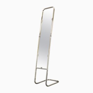Italian Tubular Chrome Freestanding Mirror, 1970s