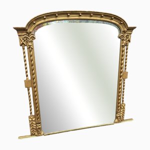 Large Antique English Gilt Overmantle Mirror, 1800s