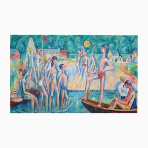 Urbanek, Schwimmer, 1963, Öl auf Leinwand