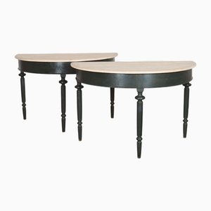 English Painted Console Tables, Set of 2