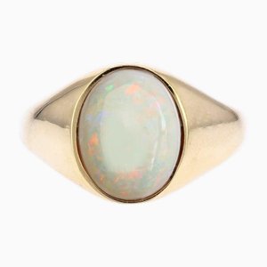 Französischer Armreif aus 18 Karat Gelbgold mit Opal, 1980er