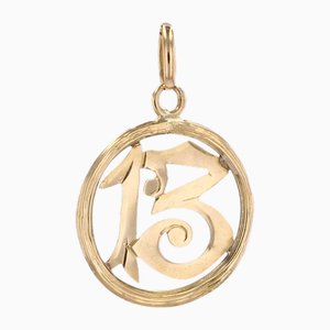Belle Epoque 18 Karat Yellow Gold Number 13 Pendant, 1900s
