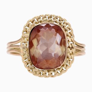 Anillo Sunstone de oro amarillo de 18 kt, años 60