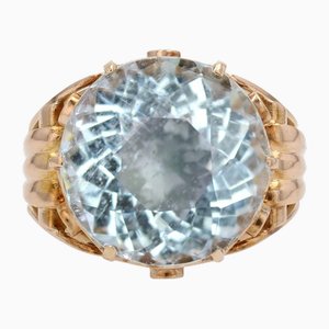 Cocktailring aus 18 Karat Gelbgold mit Aquamarin, 1960er