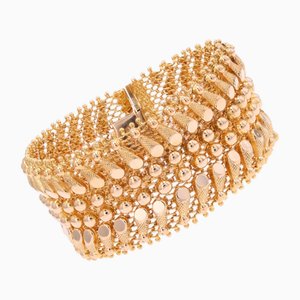 Gewebtes flexibles 18 Karat Gelbgold Armband, 1960er