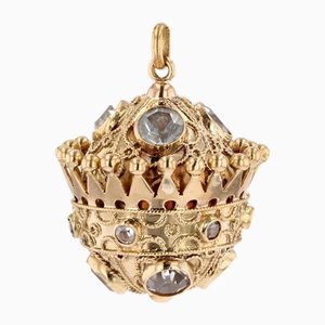 Kugelförmiger Anhänger aus 18 Karat Gelbgold mit Aquamarinen, 1960er