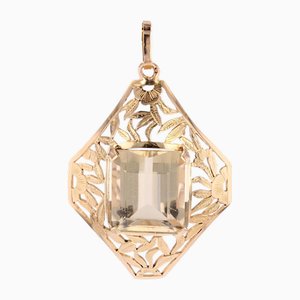 Pendentif Rhombic Openwork en Or Rose 18 Carats avec Citrine, France, 1960s