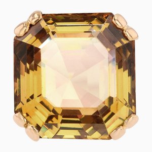 French 18 Karat Rose Gold Cocktail Ring with Citrine, 1960s