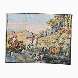 Französischer Vintage Jacquard Gobelin Jagd mit Jagdhundszene, 1960er