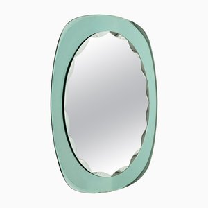 Mid-Century Modern Oval Wall Mirror with Green Frame, 1960s