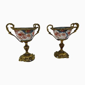 Copas Imari de bronce dorado, siglo XIX. Juego de 2