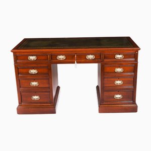 Antique Victorian Walnut Twin Pedestal Desk, 19th Century