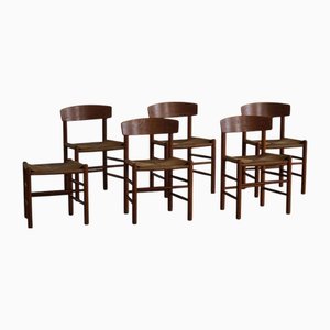 Folkestole J39 Dining Chairs in Oak attributed to Børge Mogensen for FDB, 1950s, Set of 6