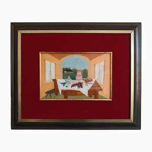 Ivan Lacković Croata, Naive Style Lunch Table, 1961, Painting, Framed