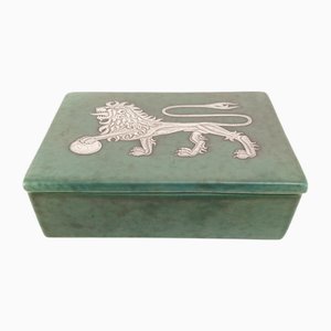 Caja Argenta con tapa y león plateado de Wilhelm Kåge para Gustavsberg, 1932