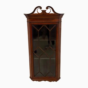 Antique Edwardian Inlaid Mahogany Wall Hanging Cabinet, 1900s