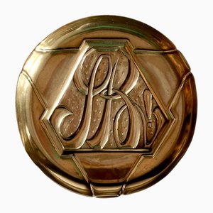 Small Art Nouveau Brass Jewelry Dish with Embossed Decor from WMF, Germany, 1920s