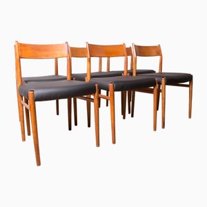 Sedie nr. 418 in teak e similpelle di Arne Vodder per Sibast, Danimarca, anni '60, set di 6