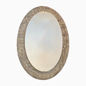 Grand Miroir Mural Ovale Illuminé en Acrylique Glace Fondue d'Erco, 1970s