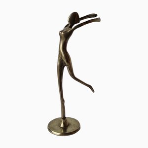 Statuetta ballerina vintage in ottone, anni '80