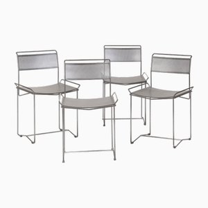 Perforated Steel Chairs, 1980s, Set of 4