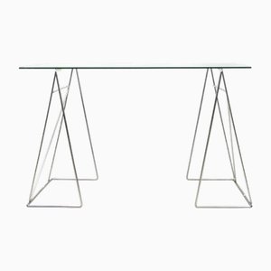 Table with Chromed Triangular Trestles, 1970s