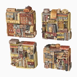 Guy Deltour, Wall Sculptures, 2000s, Mixed Media, Set of 4